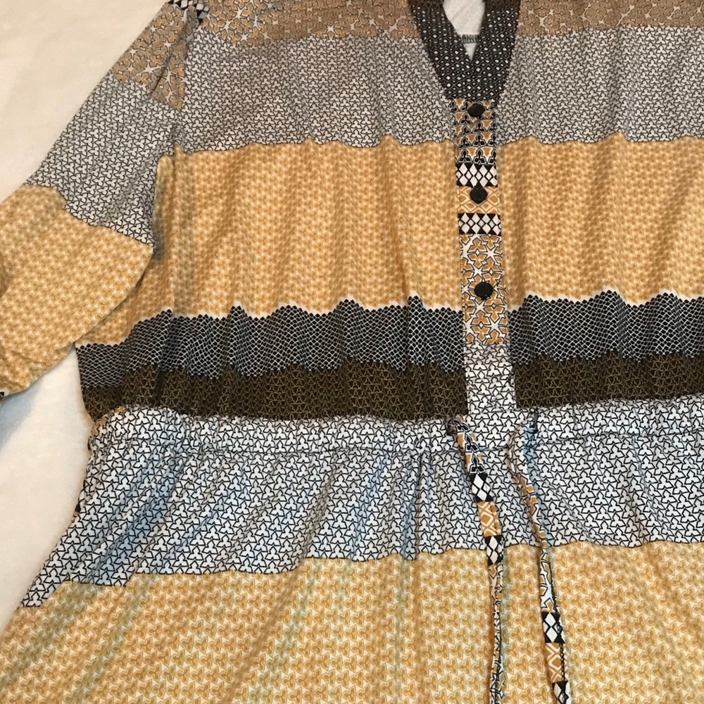 Yellow Black White Printed Dress